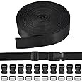 Sangle 25 Mm Sangle Nylon 25mm X 10m Noire - Lot Avec 15 Boucles Plastique | Pour Sacs, Tentes Et Bricolage Sangle Moto