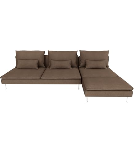 NOCKEBY Housse de rechange pour canapé 2 places avec chaise longue gauche, fabriquée à la main avec canapé NOCKEBY avec chaise longue côté gauche (couronne – Bleu océan