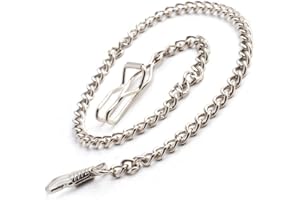 BOSHIYA Taschenuhr Kette 14 inch T Bar Albert Westenkette mit Karabiner Überzug Cowboy Kette für Herren Silber/Gold