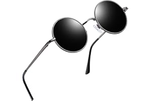 Joopin Redondas Gafas de Sol Hombre y Mujer Polarizadas Estilo Steampunk Retro Vintage Círculo Marco de Metal UV400 Protección