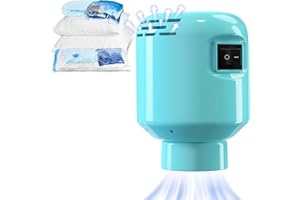 Kissleaf Portable Vacuum Storage Bags Electric Pump Space Saver Compression Pack Suction Pump Vacuum Pack Bags Air Pump for Clothes Duvets Blanket