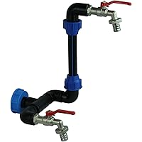 GASMIS IBC Schwanenhals 2 Fach Messing Wasserhahn 3/4" IBC Adapter S60x6 - Auslaufhahn 3/4" Abgang 1 Zoll - mit…