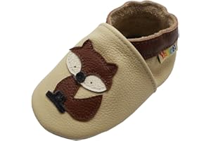 YALION Krabbelschuh Babyschuh Lauflernschuh Jungen Mädchen Baby Weicher Flexibles Leder mit Mokassins Wildledersohlen Elastische Knöchel Lederpuschen