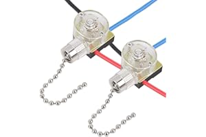 BSENTSTER Deckenventilatorschalter ZE-110, Zing Ear Deckenventilator Lichtschalter 3-Wege 3-Draht Ersatz Zugkettenschalter kompatibel mit Hunter Deckenventilator (Nickel-Zugkette), 2 Stück
