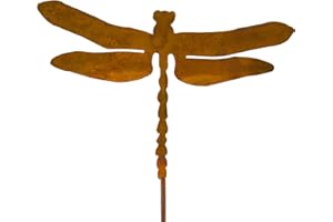 JYUECIAN Libellula Ruggine Decorazione da Giardino Libellula in Metallo Arrugginito Spina da Giardino