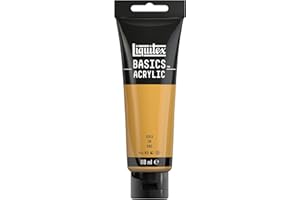 Liquitex 8870020 Basics - Pittura acrilica, Pigmenti per artisti monopigmentati, Resistente alla luce, durevole nel tempo, Finitura satinata, Tubo da 118 ml - Oro