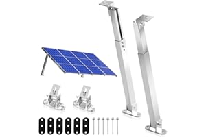 Eulenke Lot de 1 paires de supports de panneau solaire, pour centrale de balcon, toit plat, angle réglable de 0 à 60 °, support pour panneau solaire, PV, photovoltaïque, fixation de panneau solaire