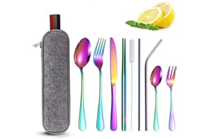 EPROICKS Ensemble de couverts portables en acier inoxydable, Couverts de Camping, Couverts de Voyage, Avec boîte à couverts, pour Extérieur, bureau, l'école, randonnée, Alpinisme