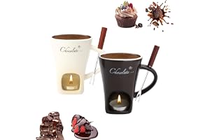 2 st chokladfondue-kopp keramik 130 ml choklad fondue kopp med värmeljushållare och gafflar chokladfondue choklad fondue-set choklad fondue-set chokladsmältkruka för choklad ost smör