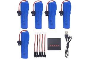 ZYGY 5PCS 3.7V 1200mah Lithium Battery with 5-in-1 Charger for DE45 DE58 DE49 DE57 DE70 RC Car 1:14 off-road Vehicle Four-wheel Drive High-speed Racing Spare Battery