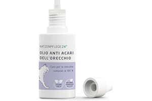 KATZENPFLEGE24 Olio anti acari dell'orecchio gatti - 100% effetto immediato naturale contro acari dell'orecchio, infiammazioni, rogna dell'orecchio & prurito - Prodotti contro acari del gatto 50ml