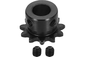 QUARKZMAN #25 Kedjekedjehjul 10 mm hål 25,5 mm, ytterdiameter 11 tänder | Kolstål C45 ANSI #25 Kugghjul runt hål med låsskruvar för ISO 04C-kedja