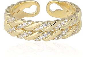 Bague de pouce en argent 925 pour femmes Bague délicate en or empilable Bague d'amitié faite à la main et torsadée (Or)