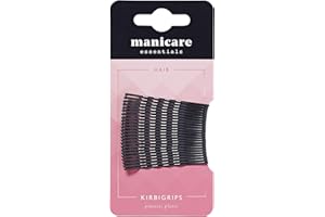 Manicare 24 Kirbigrips Black 5cm, Waved Bobby Pins, Hair Grips For Holding Hair In Place, Styling, Buns, Updo’s, Strong, Secure, Durable, Suitable For All Hair Types And Lengths, Hairdressing Salon