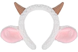 OATIPHO Cerchietto Di Pecora Con Corna E Orecchie Di Pecora Lampada Fascia Per Cosplay Accessori Per Costume Di Halloween Di Pecora Animale
