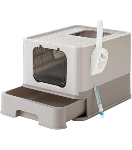 Homewell Kattenbakje, opvouwbaar kattentoilet met deksel, schep met Homewell Kattenbakje, opvouwbaar kattentoilet met deksel, schep met