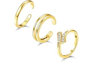 Diamday 3PCS 14K Gold Gefüllte Zehenringe für Damen Verstellbarer Gold Zehenring Set Offenes Band Einfache CZ Gänseblümchen Blume Zehe Ringe Hawaiian Summer Beach Fußschmuck für Damen