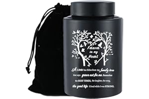 BRUKUSUR Stainless Black Large Urn for Human Ashes - Adult Keepsake Memorial Ashes Container Up to 220Ibs