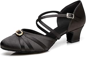 MINITOO Damen Latin Salsa Ankle Strap Satin Tanzschuhe Hochzeit Prom Pumps