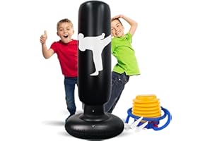 EIVONDA Sacco da boxe per bambini, 160 cm, gonfiabile, con pompa ad aria, per praticare MMA, karate, taekwondo e per alleviare l'energia repressa nei bambini