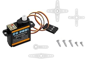 HAWK'S WORK Hawk’S Work 4.8G Servo, Mikro-Digitalservo für Roboterarm RC-Flugzeug Hubschrauber Auto Boot, Kernloser Motor Mini Servo für STEM und Raspberry Pi Projekt (Emax ES 9051 II)