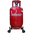 D&V ENGINEERING - Creative in innovation Metal Heavy Duty Easy Movable LPG Cylinder Trolley, Gas Cylinder Stand with Wheels - Black (Square)