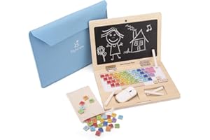 New Classic Toys 18270 Pizarra de madera Mi primer portátil