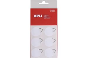 Apli 38710 - Confezione da 12 fascette adesive per cornici, diametro 30 mm, colore: Bianco
