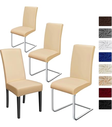 Set van 4 elastische polyester kussenslopen, stofbescherming, afneembaar, universele kussenslopen voor eetkamer, hotel, huis en kantoor Set van 4 elastische polyester kussenslopen, stofbescherming, afneembaar, universele kussenslopen voor eetkamer, hotel, huis en kantoor