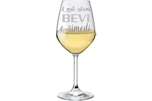 fashwork Calice vino 500 ml con incisione divertente A mali estremi, bevi e rimedi