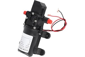 KEENSO Pompe à Eau Haute Pression DC 12V 60W 5 L/Min Pompe Pulvérisateur Pompe à Amorçage Automatique 116 PSI avec Pinces pour Camping Car Bateau Longueur de Ligne 29cm