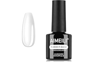 ‎AIMEILI AIMEILI Clear Rubber Base 8ml Flexible Builder Selbstglättendes Gel Unterlack Nail Strengthener Rhinestone Glue Gel Rubbergel 4 IN 1