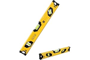 XIHXWL Spirit Level 400mm / 16 Inch – Aluminium Alloy Level Tool with Magnetic Base, 3 Bubble Vials 45° 90° 180°, Shockproof Torpedo Level for Accurate Measuring – Yellow/Black