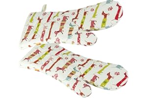 SPOTTED DOG GIFT COMPANY Oven Mitts (Pair) Set of Oven Gloves Heat Resistant for Kitchen Cooking Baking Dachshund Gift for Dog Lovers Dog Owners Women Men