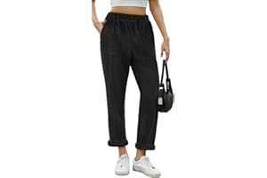 Yutdeng Pantalón de Pana Mujer Pantalones Largos Elegante con Bolsillos Cintura Alta Elasticos Casual 7/8 Pantalones Pana Mujer Suelto Pierna Rectos Pantalón Ancho Invierno Otoño