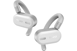 TOZO O2 True Open Ear Wireless Headphones Lightweight with Multi-Angle Adjustment, Bluetooth 5.3 Earbuds with Dual-Axis Design for Long-Lasting Comfort, Crystal-Clear Calls for Driving, White