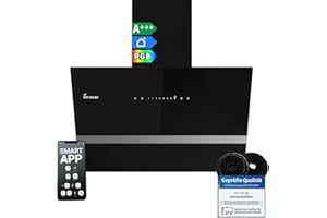 KKT KOLBE Dunstabzugshaube 60 cm | 782 cbm/h Umluft Abluft | Kopffrei | Wandhaube | Schwarz Glas | Smart WiFi App WLAN | RGBW-LED-Beleuchtung | EASY6005SM