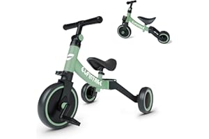 besrey 5-in-1 Balance Bike, Children's Tricycle, Tricycle, Walker for Children from 1 Year to 4 Years (Grass Green)