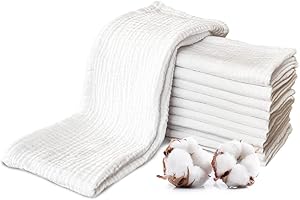 PLUMERI 10er 50x30cm Weiß Mullwindeln Spucktüche Musselin Stoffwindeln Weiß Mulltücher Saugstark Waschlappen Baumwolle Weich und Atmungsaktivfür Baby Premium Qualität