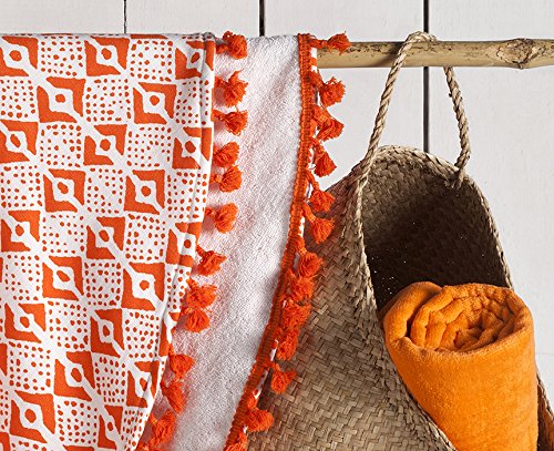 Ibiza – Fouta orange mit Pompons – Durchmesser 165 cm - 3