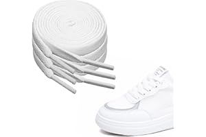 Ouligay 3 pary płaskich sznurowadeł do butów sportowych, do biegania, trampek, sznurków dla mężczyzn i kobiet, biały, 140cm