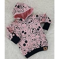 Baby Hoodie Kapuzenpullover rosa cool Skulls Totenkopf