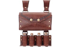 HOBBIESAY 1Pc Medieval Alchemy Potion Bottle Waist Bag Brown Renaissance Cosplay Belt Pouch with Glass Vials Fantasy Wizard Waist Pouch Side Pack for Halloween Costume Accessory