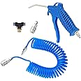 ACHANFLY Air Duster Gun Truck Air Duster with 5 Metre Recoil Hose Air Blow Gun Air Tools Compressor Accessories Air Gun Cleaning Kit Heavy Duty 360 Degree Rotating for Lorry Truck Car Airline