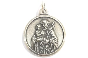 DE BUSSY Medalla San Jose metal baño de plata 30mm