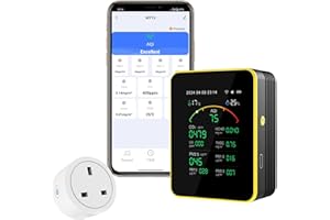 Kocusu CO2 Monitor 10 in 1 with WIFI,Air Quality Monitor Indoor with LED Display,CO2 Detector Sensor,Carbon Dioxide Detector with Temperature,Humidity,HCHO,TVOC,PM2.5 for Home,Office,Car (Black)