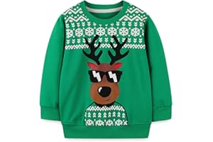 Little Hand Christmas Boys Jumper Reindeer Toddler Casual Clothes Gifts Xmas Sweatshirt Long Sleeve Cotton Shirt Age 1-7 Years