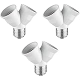 ledscom.de E27 Y-Fassung Elektra, 2-fach Splitter-Adapter von E27 auf E27 Duo-Fassung, 3 Stk.