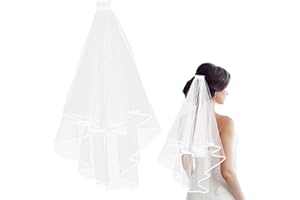 SALBSEVER Hochzeit Brautschleier, Schleier Kurz Elegent Braut Bridal Tüll mit Kamm Tüll Hochzeitsschleier Hochzeit Kurzer Schleier mit Kamm 60–80 cm, für Junggesellinnenabschied Traumhochzeit Hochzeit Zubehör