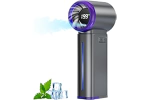 Aischens Ventilateur de Poche Turbo Portable avec 199 Niveaux & Fonction nano-pulvérisation, Batterie 3500mAh - Ventilateur haute vitesse compact pour extérieur/voyage/bureau - Coffret cadeau gris